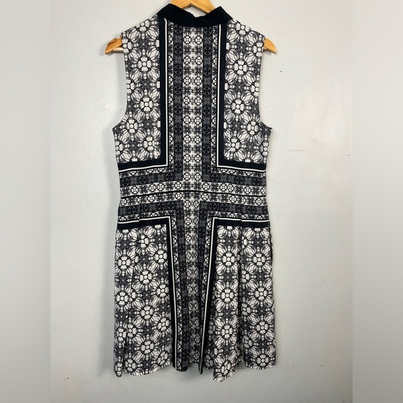 Ali Ra 12 Dress Silk Black White Geometric Collar Button Sleeveless - Picture 7 of 8